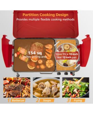 2-in-1 Gas Camping Grill and Stove with 4 Detachable Legs