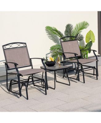 Set of 2 Outdoor Metal Glider Armchairs with Weather-resistant Fabric