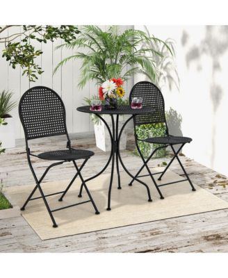 3 PCS Patio Bistro Set All-weather Metal Table & Chair Set for 2 Person Modern Furniture Set