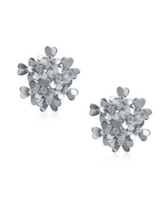 Set of 3 Floral CZ Bouquet Clip-On Earrings for Non-Pierced Rose Gold Plated