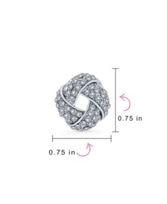 Set of 3 Twist Braided Crystal Love Knot Clip-On Earrings Rose Gold Plated