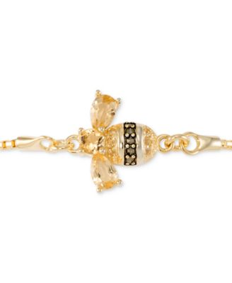 Citrine (2 ct. t.w.) & Marcasite Bee Bolo Bracelet in 18k Gold-Plated Sterling Silver