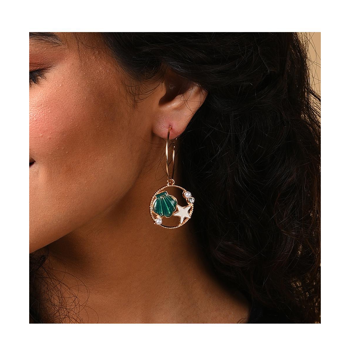 Sohi Women's Under-the-sea Hoop Earrings In Green