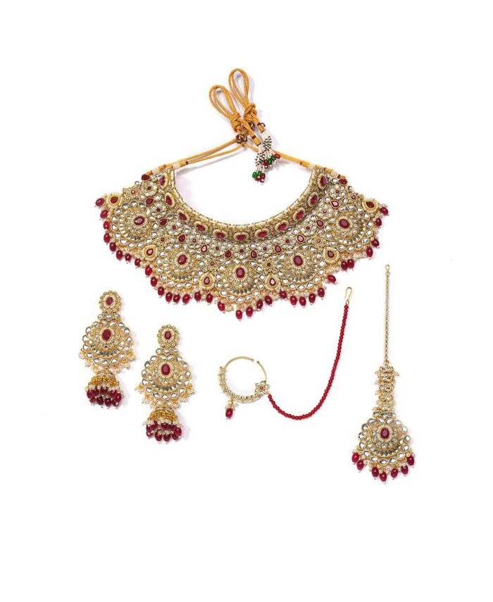 SOHI Women's Plated Kundan Beaded Jewellery Set