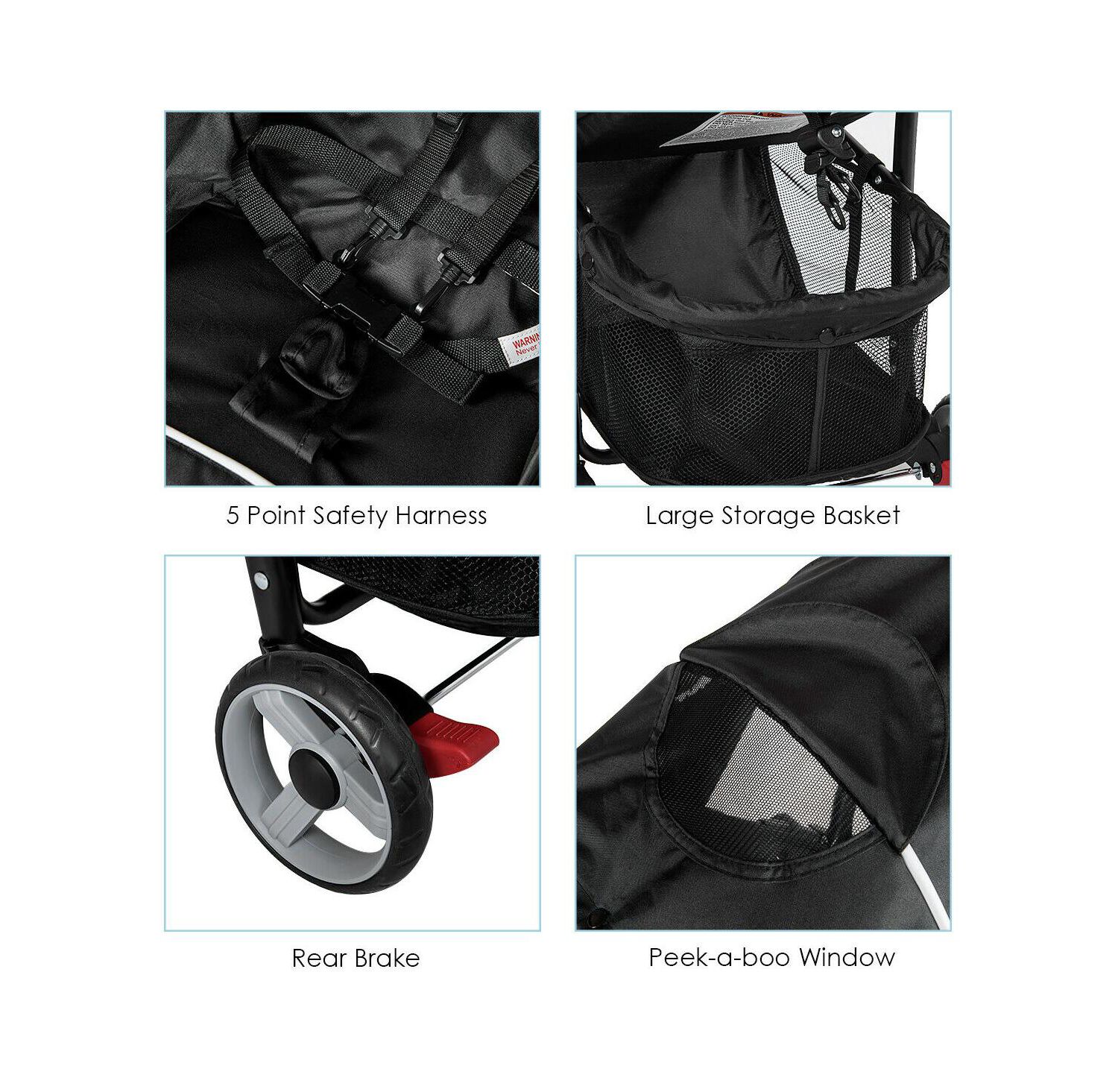 / Foldable, Lightweight, Travel-friendly, 5-Point Safety System / Toddler Stroller