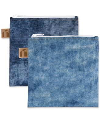 Bumkins - Denim-Print Large Snack Bags, 2 Pack