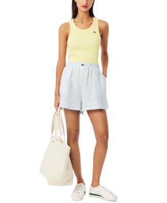 LACOSTE USA - Women's Striped Linen Pull-On Shorts