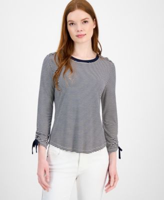 Tommy Hilfiger - Women's Striped Ruched-Sleeve Top