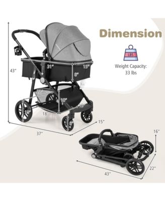 Baby 2 In 1 Foldable Stroller Travel Newborn