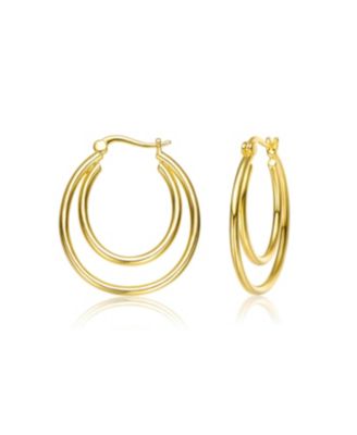 14K Gold Plated Double stack Hoop Earrings