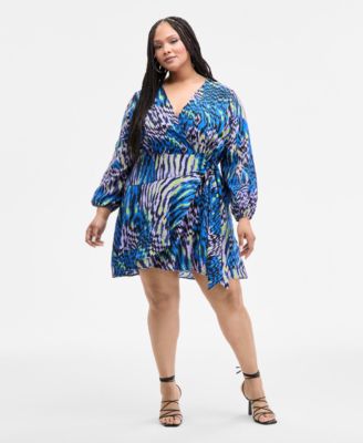 Trendy Plus Size Crinkle Wrap Dress