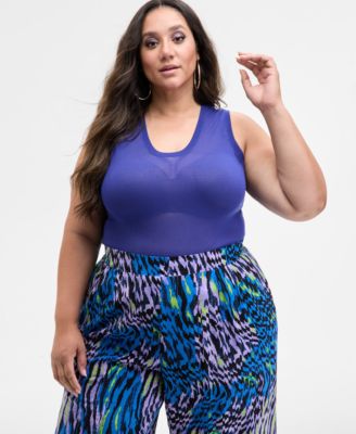 Trendy Plus Size Sheer Sweater-Knit Tank