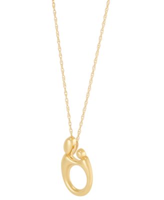 Polished Mother & Child Pendant 18" Necklace in 10k Gold