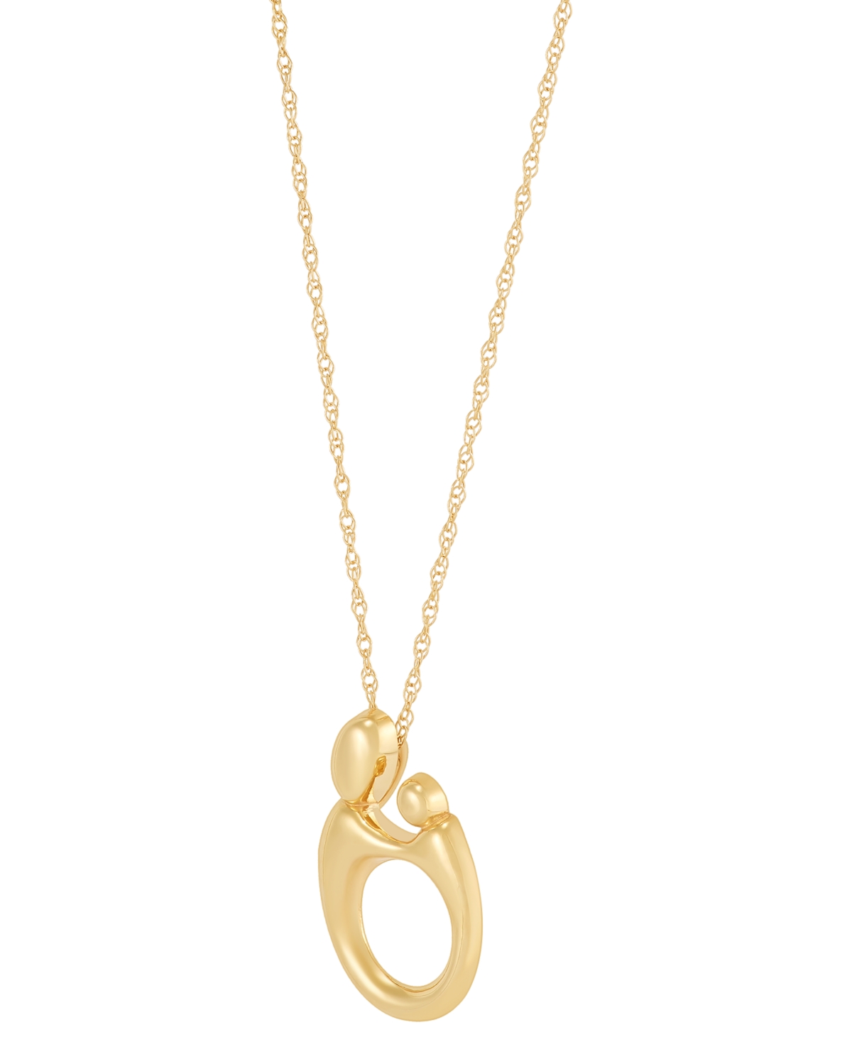 Italian Gold Polished Mother & Child Pendant 18" Necklace In 10k Gold