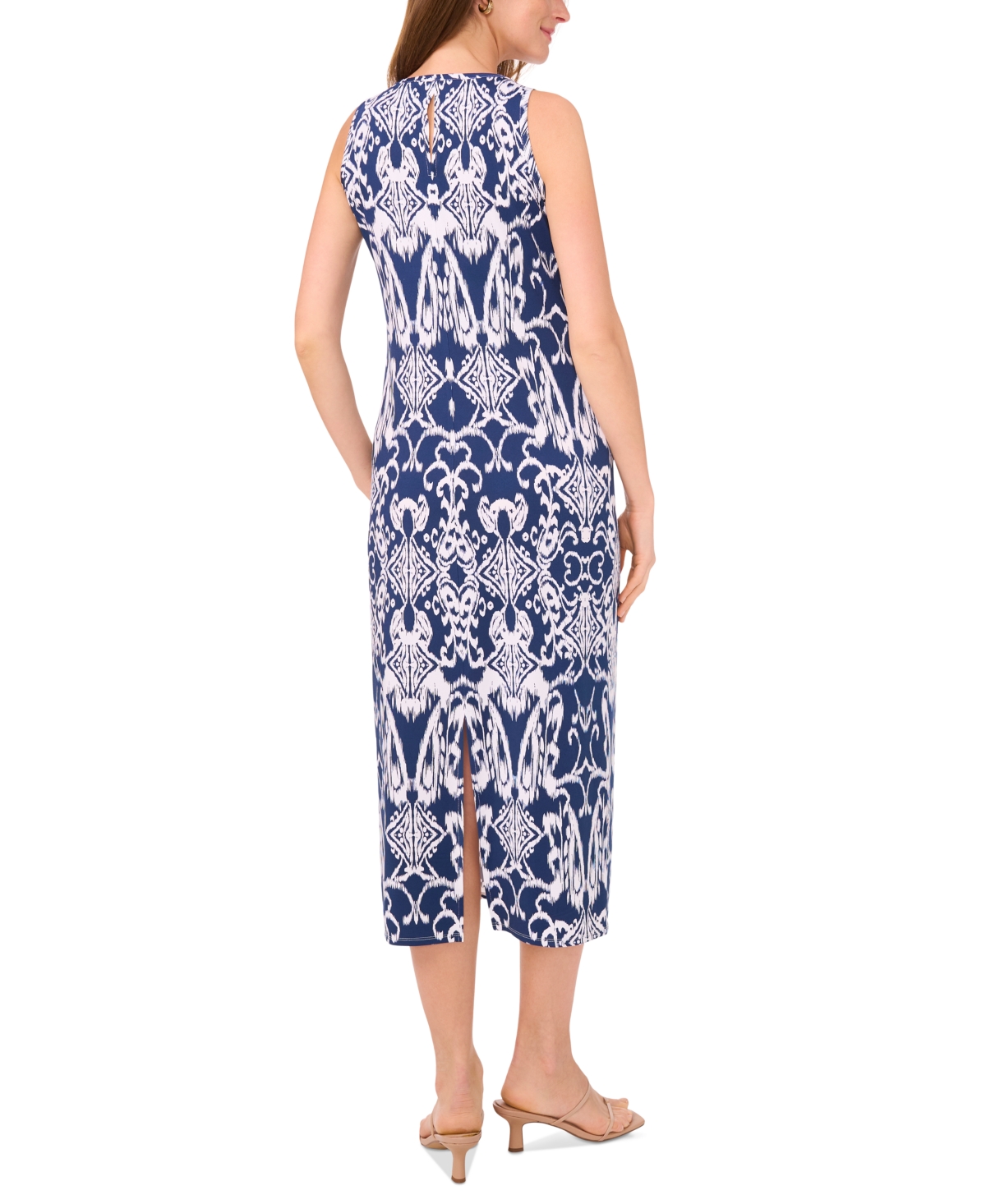Msk Petite Printed Keyhole-back Sleeveless Maxi Dress