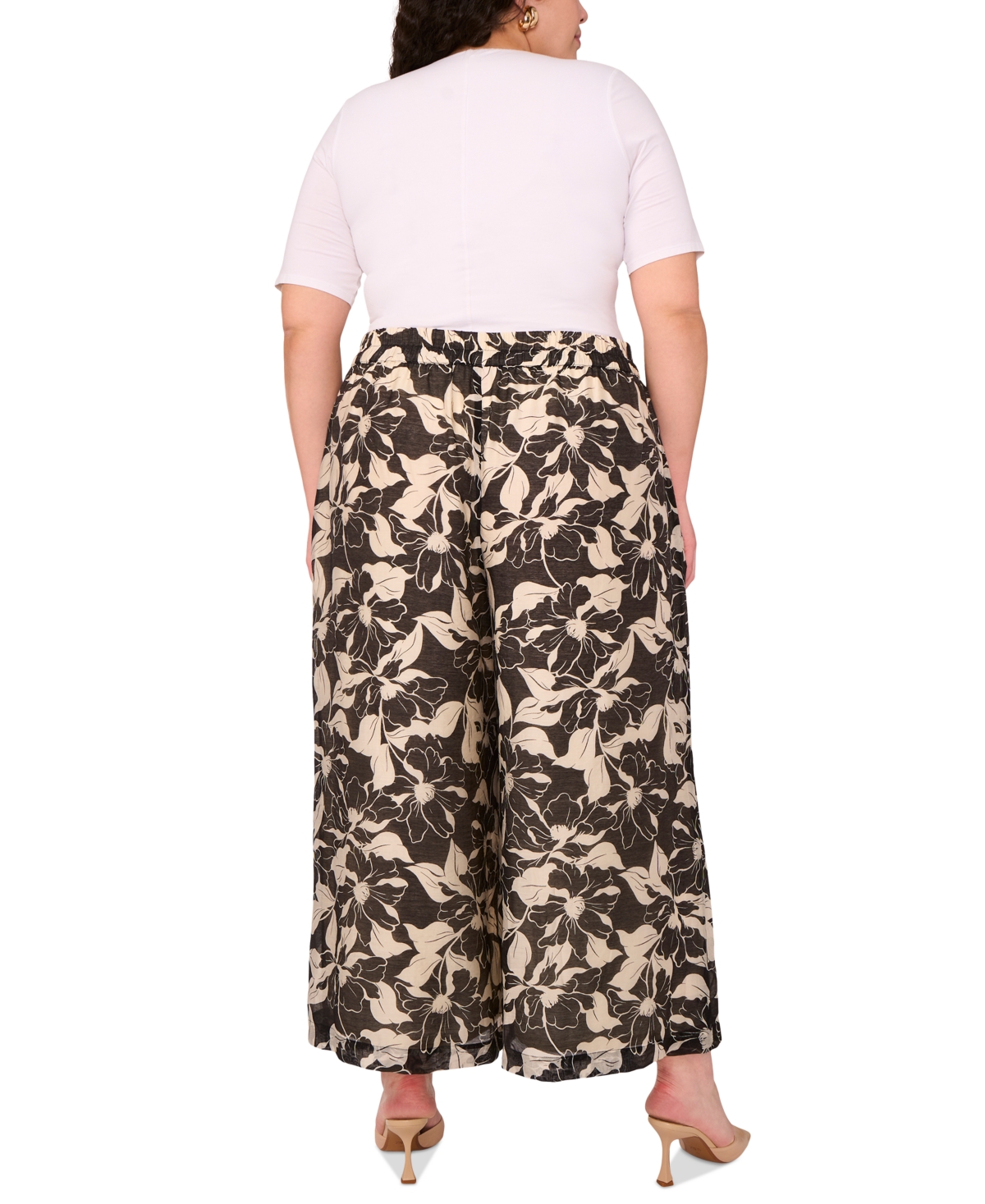 Shop Vince Camuto Plus Size Floral-print Drawstring Pants