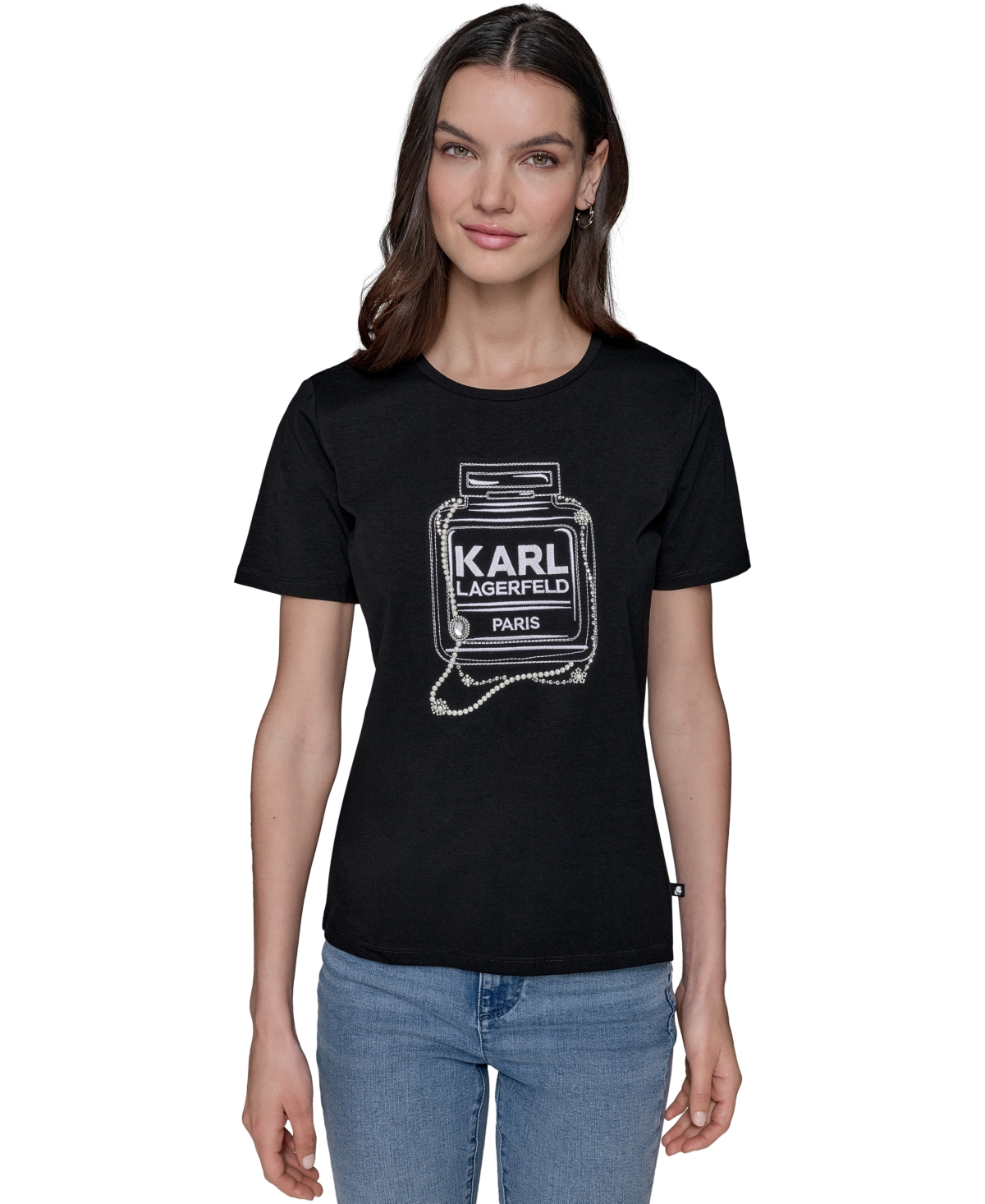 Women's Perfume Logo Graphic T-Shirt - Black