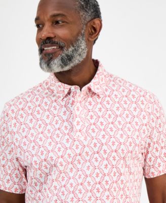 Men's Pima Cotton Ted Short Sleeve Medallion Print Polo Shirt, Exclusively at Macy's