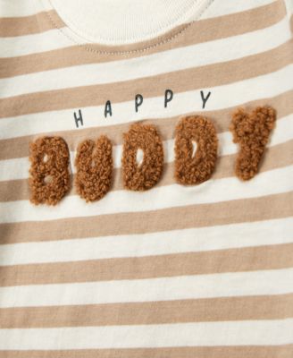 Baby Boys Happy Buddy Striped T-Shirt, Bodysuit & Shorts, 3 Piece Set	