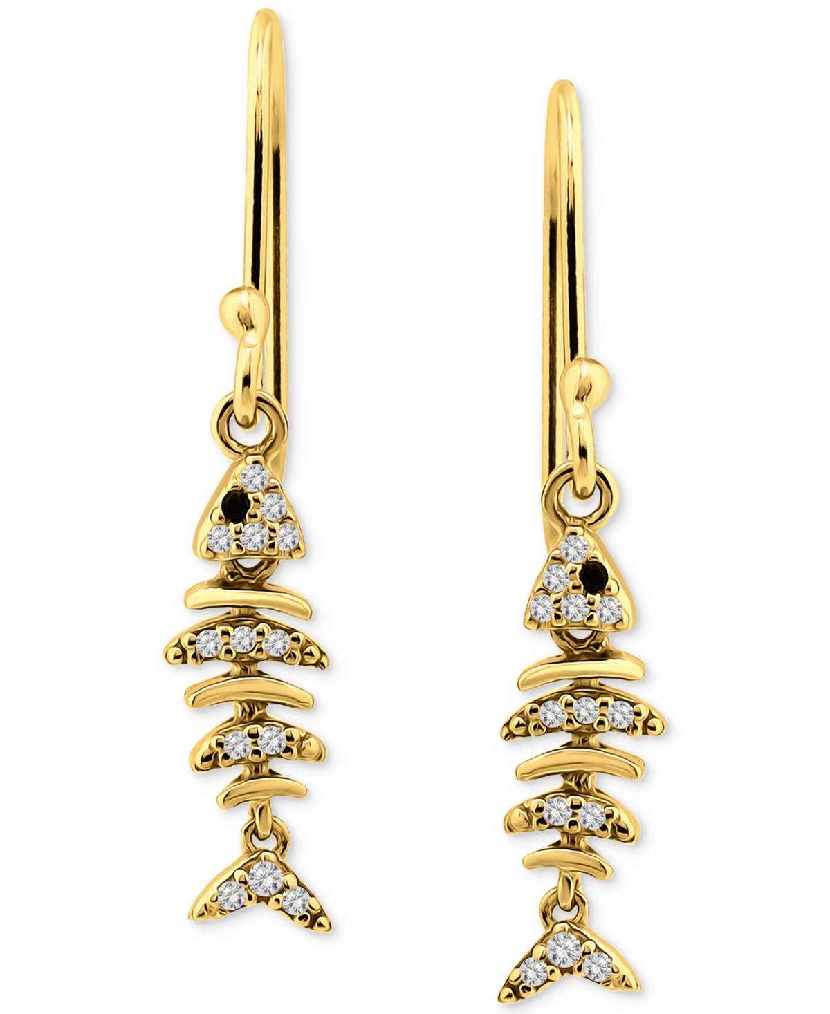 Giani Bernini Pave Fish Drop Earrings In 18k Gold-plated Sterling Silver (also In Sterling Silver), Exclusively At