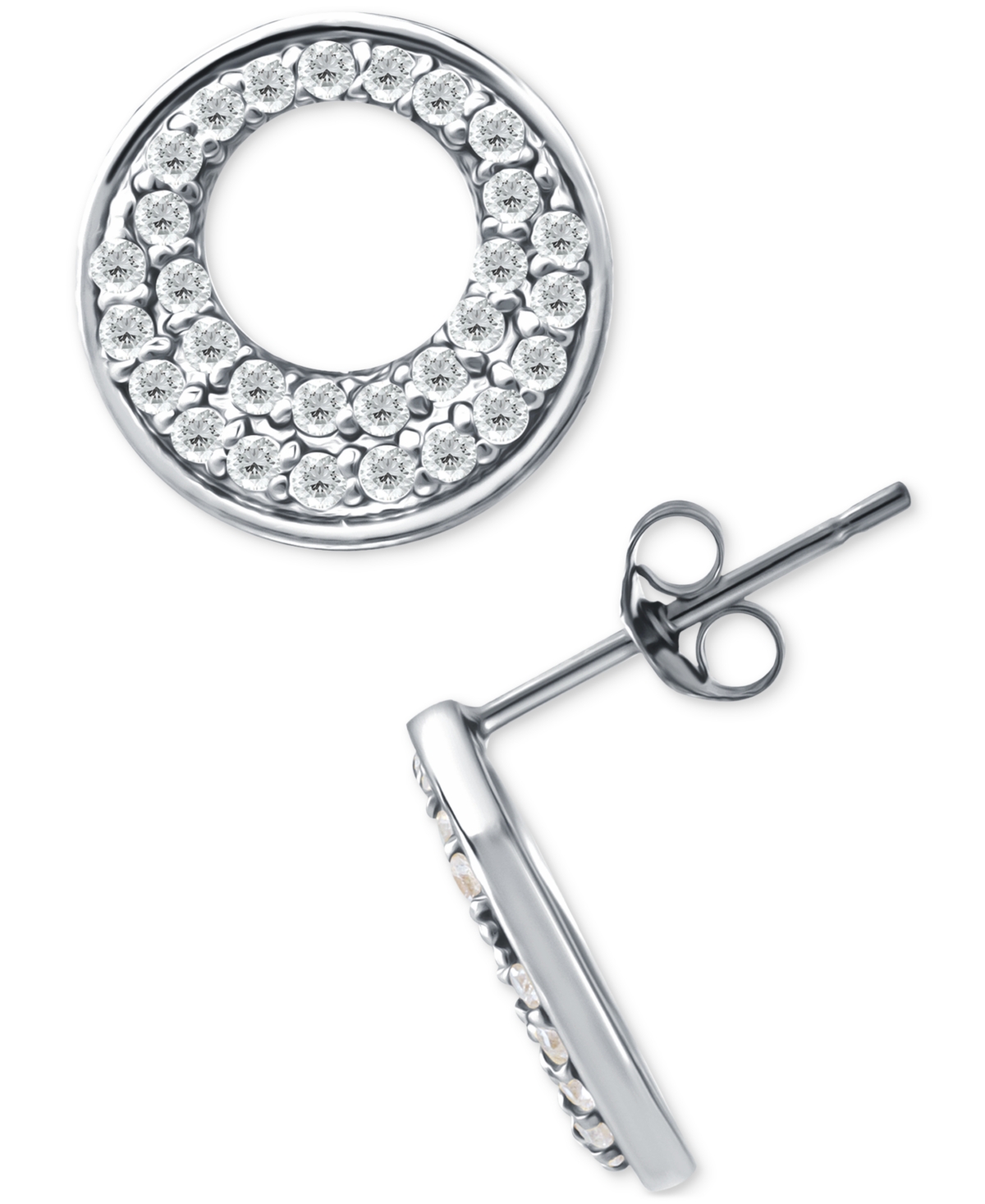 Giani Bernini Cubic Zirconia Pave Open Circle Stud Earrings In Sterling Silver, Exclusively At Macy's