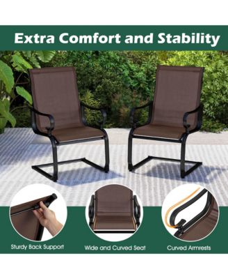 Set of 2 Patio Chairs C-Spring Motion Chairs with Quick-drying & Breathable Fabric