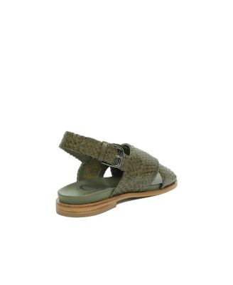Leather Woven Crossover Sandal