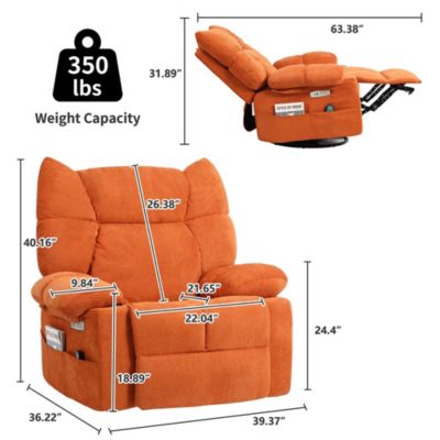 Swivel Power Recliner, Rocking Glider Chair with Massage & Heat