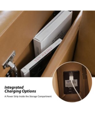 Modern Lothaire Genuine Leather Power Recliner with Adjustable Power Headrest