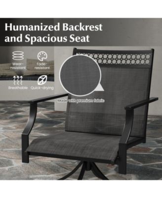 Patio Swivel Dining Chairs Set of 2 with Heavy-duty Metal Frame and Armrests