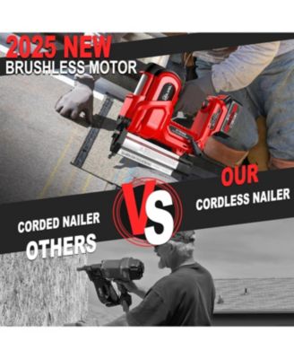 18 Gauge Cordless Brad Nailer, 2 in 1 Cordless Nail Gun/Electric Stapler, 2  21V Battery Powered Nail Gun, Fast Charging for Woodworking,Home Improvement