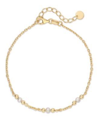 Freshwater Pearl Chain Bracelet in 14K Gold, 6.5 in adj to 7.5 in, approx. 2.1 grams.