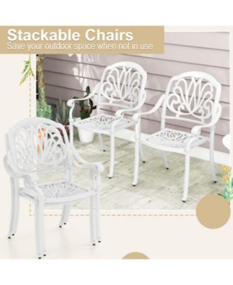 2 Pieces Patio Cast Aluminum Dining Chairs with Armrests