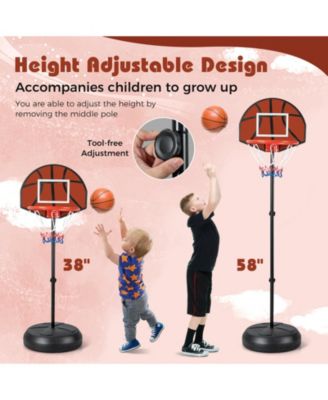 2-in-1 Height Adjustable Kids Basketball Hoop with Dart Board