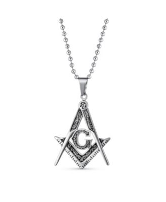 Freemason Masonic Symbol Pendant Necklace Plated Oxidized