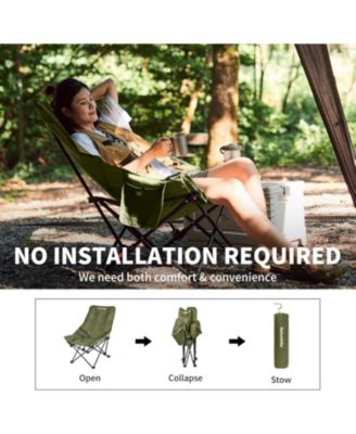Seastar Padded Camping Chair, Oversized 2-Position Adjustable Folding Chair, Portable Camp Chair with Side Pocket & Carry Bag