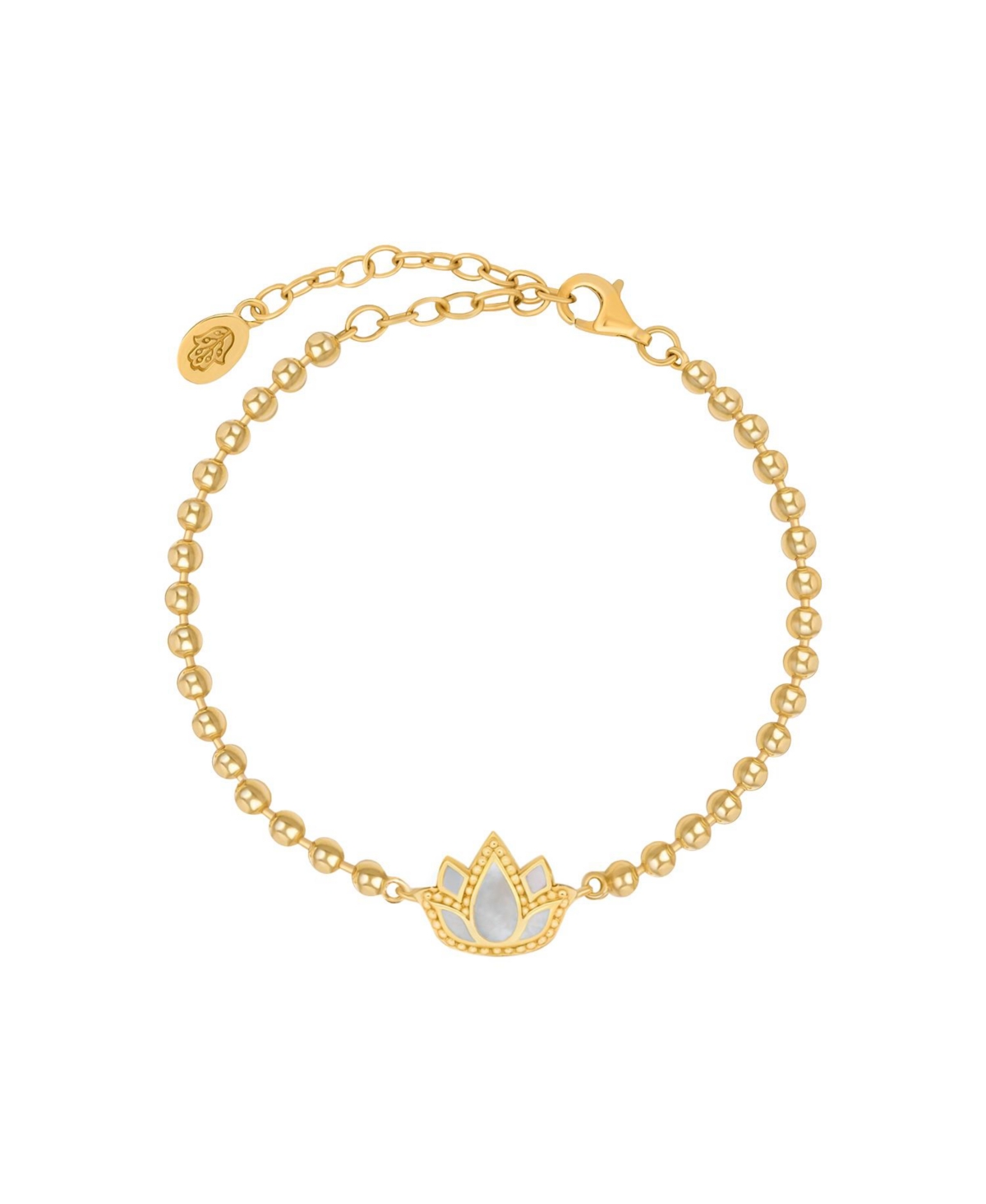 Delicate Karma Lotus Mother of Pearl Bracelet - Gold