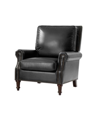 Wajeeh 33"W Mid-Century Modern Buttery Genuine Leather Accent Chair With Solid Wood Legs