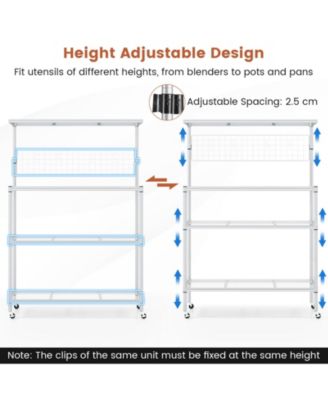 4-Tier Bakers Rack on Wheels with Adjustable Shelves