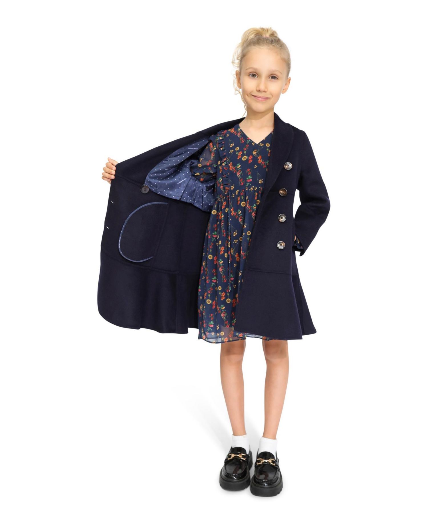 Little Girls Good Manners Wool Blend Fitted Coat