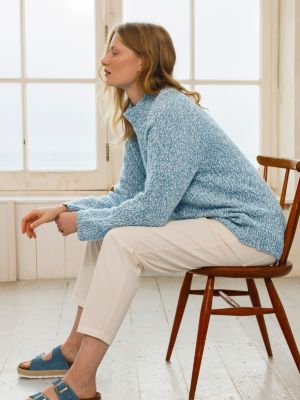 Women's Merino Cotton Slouch Funnel Neck Sweater