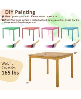 5 PCS Patio Dining Set Acacia Wood Table w/ 1.9'' Umbrella Hole Cushioned Chairs