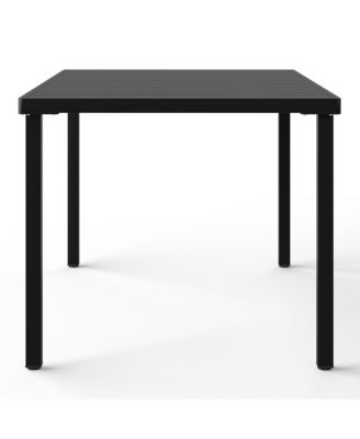 7-Piece Outdoor Metal Rectangle Patio Dining Table Set With Stackable Patio Dining Side Chairs