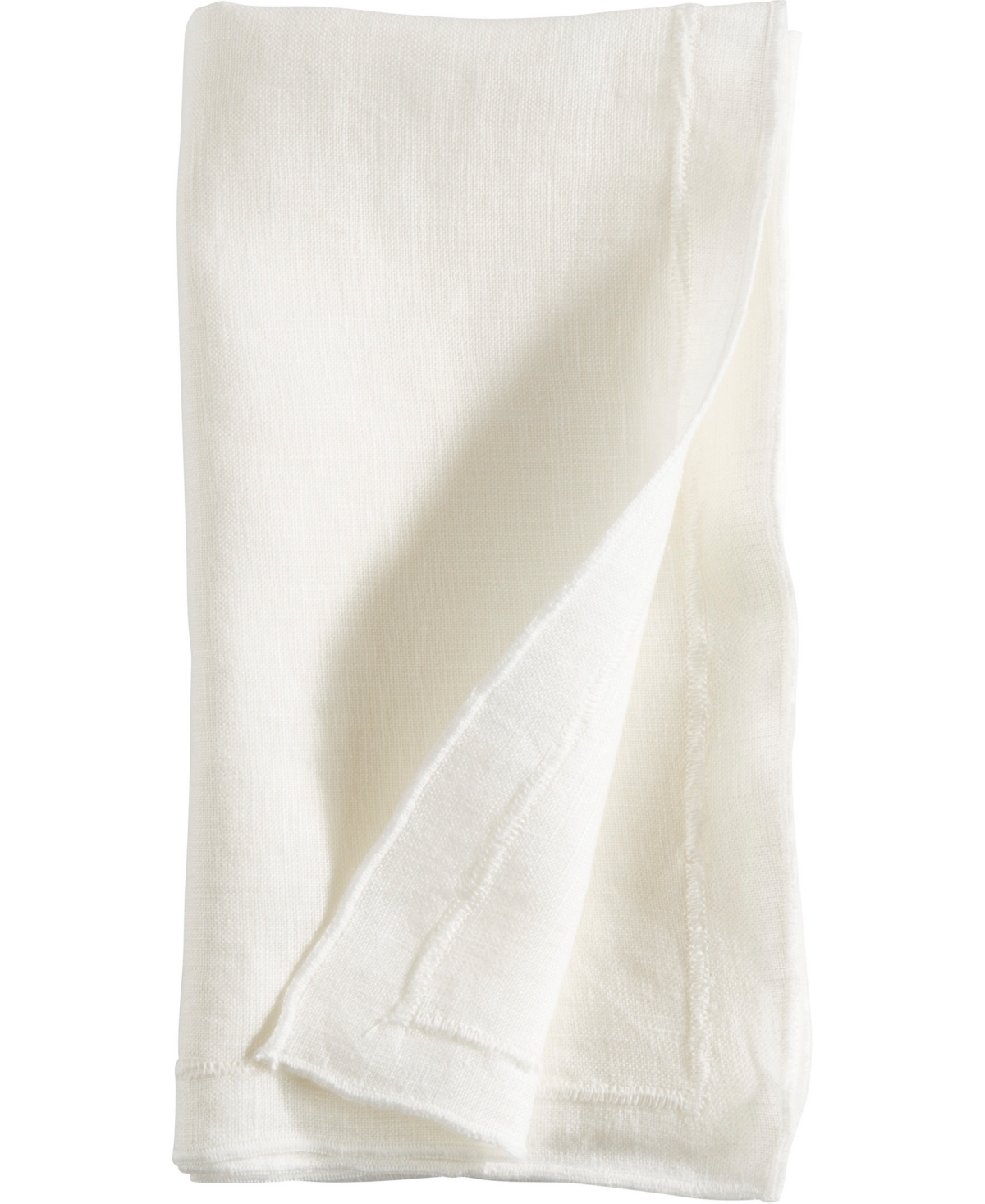 Saro Lifestyle Stonewashed Overlock Linen Edge Napkins, 20" X 20" In Ivory