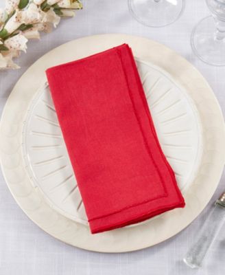 Stonewashed Overlock Linen Edge Napkins, 20" x 20"