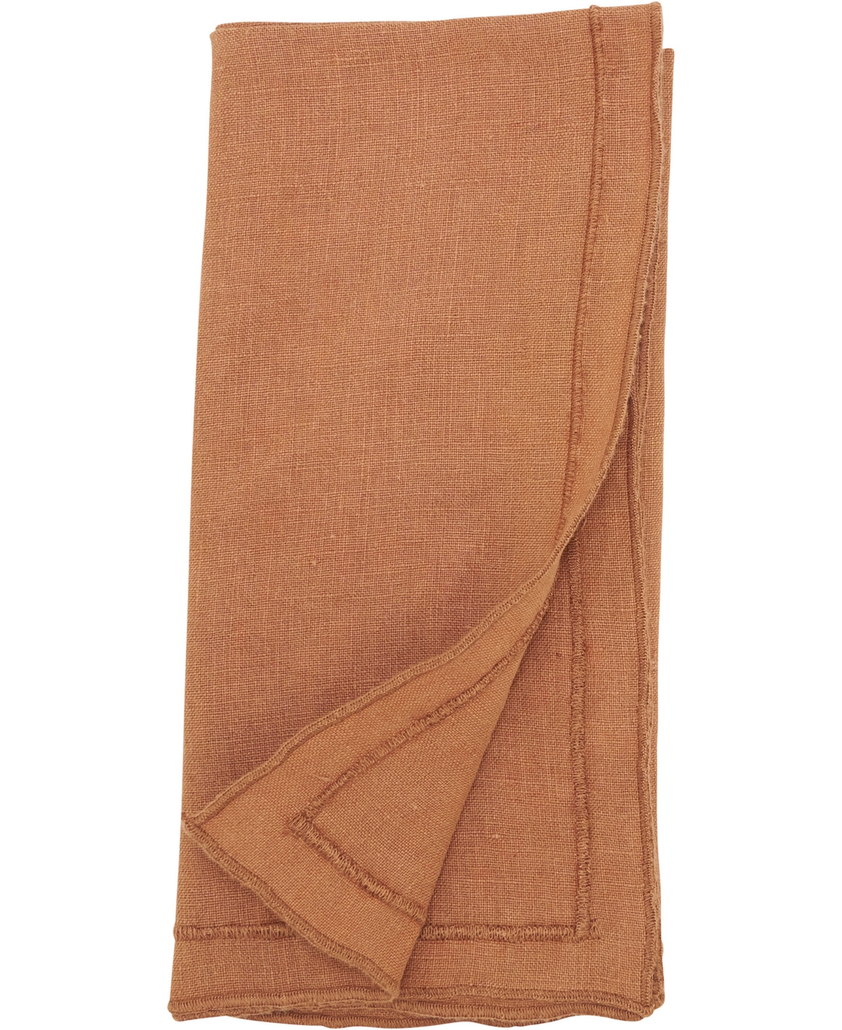 Saro Lifestyle Stonewashed Overlock Linen Edge Napkins, 20" X 20" In Terracotta
