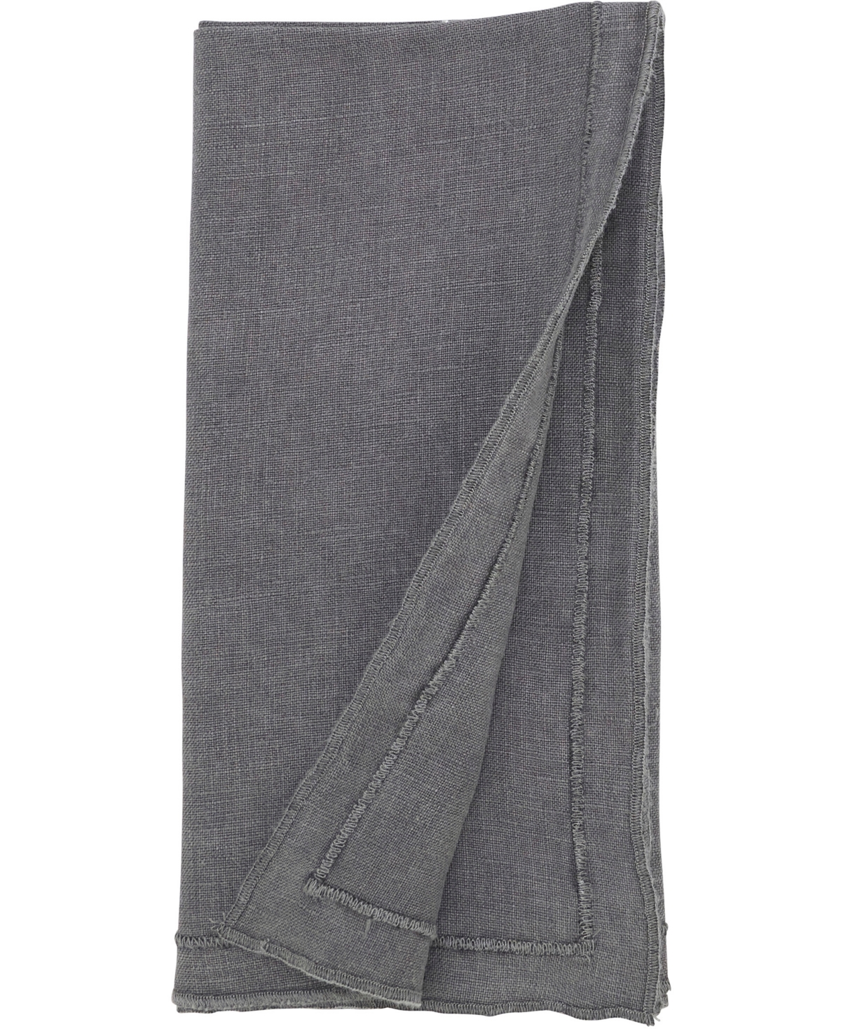 Saro Lifestyle Stonewashed Overlock Linen Edge Napkins, 20" X 20" In Slate