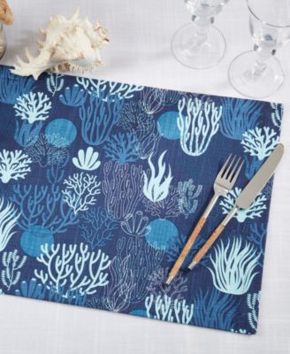 Ocean Depths Cotton Coral Placemats, 14" x 20"