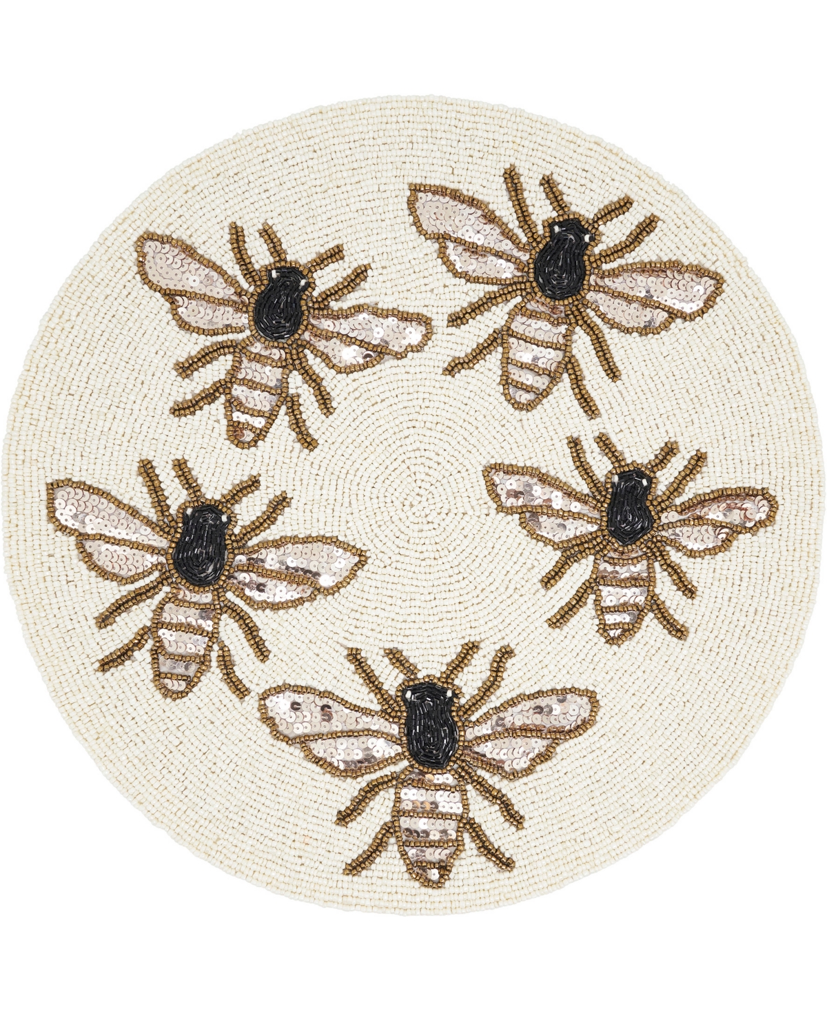 Saro Lifestyle Garden Buzz Beaded Placemats, 15" Round In Gold
