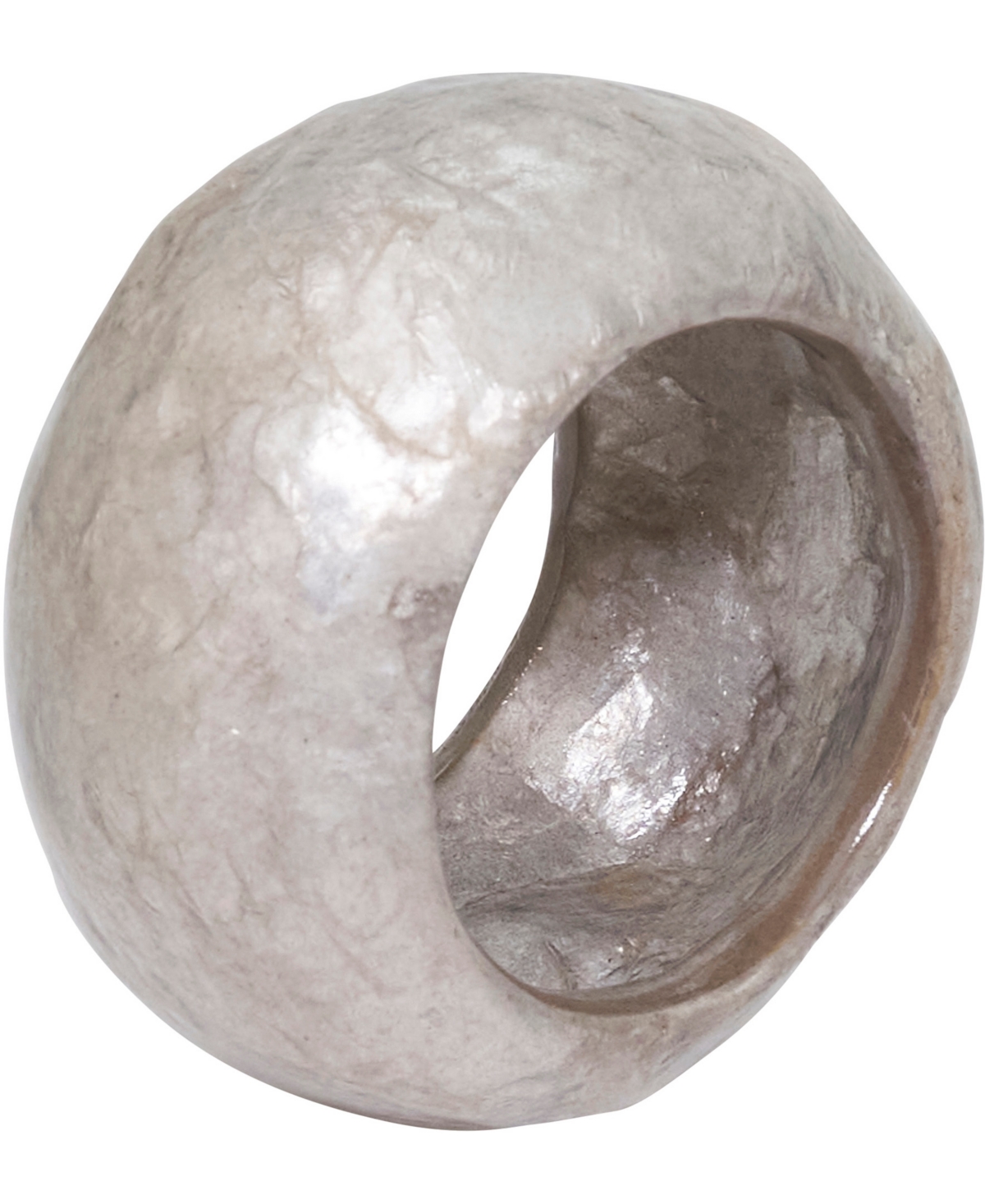 Saro Lifestyle Textured Capiz Napkin Rings, Set Of 4 In Silver